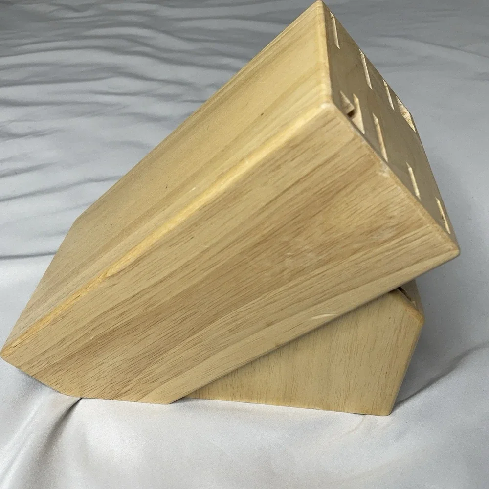 J.A. Henckels 14 Slot Wood Knife Block Oak Finish Cutlery Storage Holder Stand